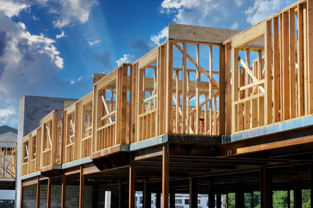 Exterior view of new residential home construction