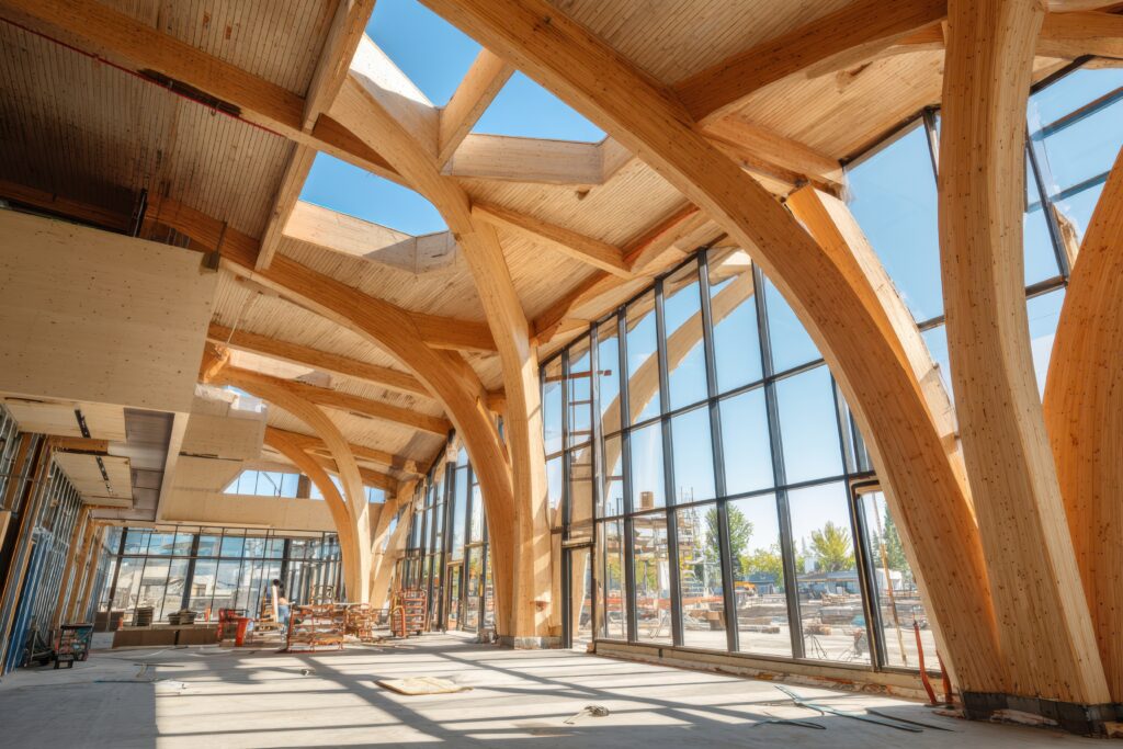 Modern building featuring sustainable timber construction